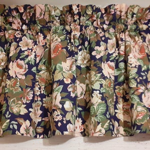 H20"x W146" Swedish Vintage Floral Cotton Curtain Valance; Multi-color Curtain Valance; Rod Pocket Curtain; Farmhouse Curtain Valance