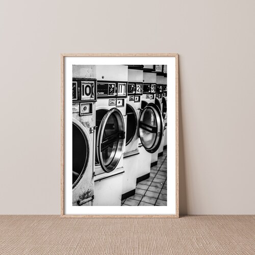 Laundry Room Decor Black and White Prints Hanging Laundry Etsy