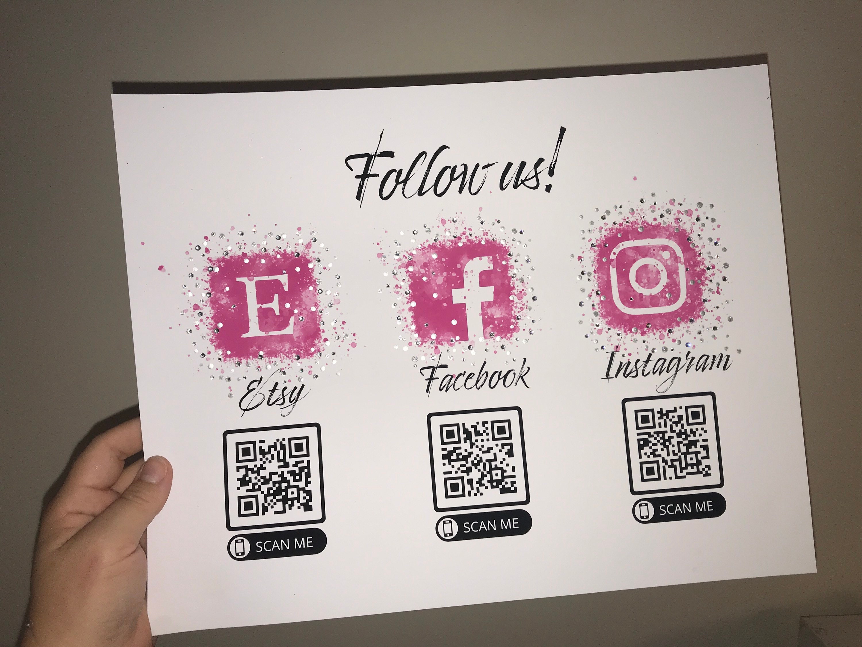 Social Media Sign Multiple QR Code Salon Sign Beauty Sign Etsy