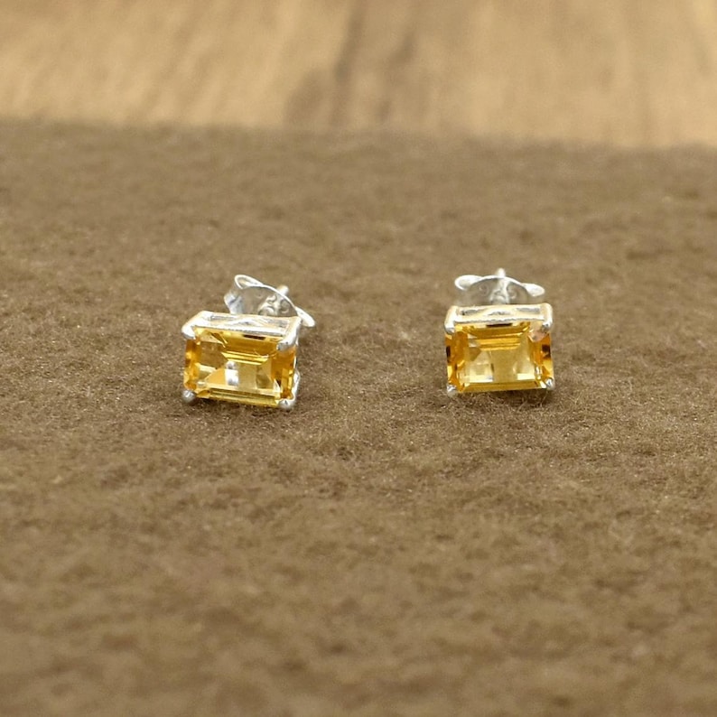 Citrine Cut Stone Stud Prong Setting Stud Wedding Gift 925 Sterling Silver Earring Small Stud Post Earring Yellow Citrine Stud Earring