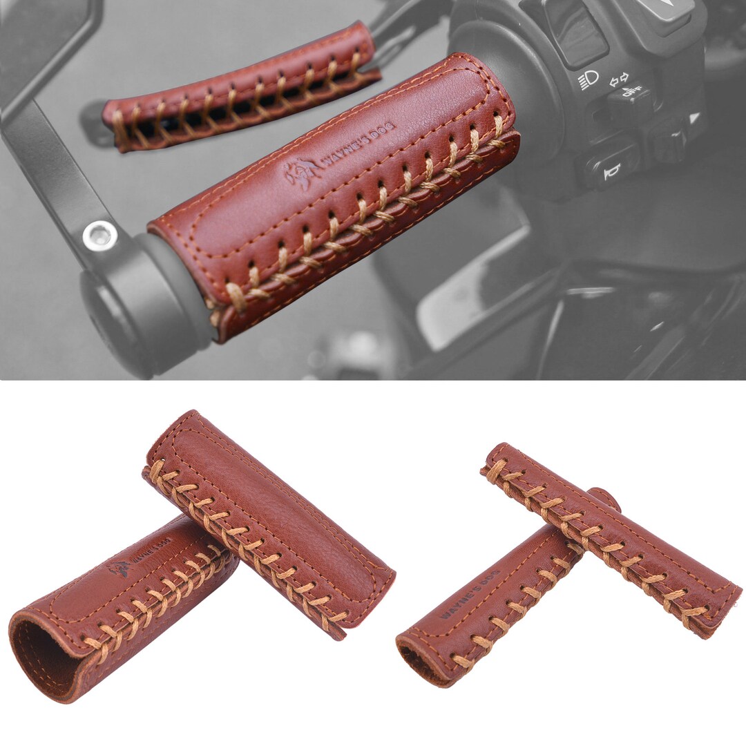 Handmade Leather Motorcycle Brake Clutch Covers, Handlebar Hand Grip
