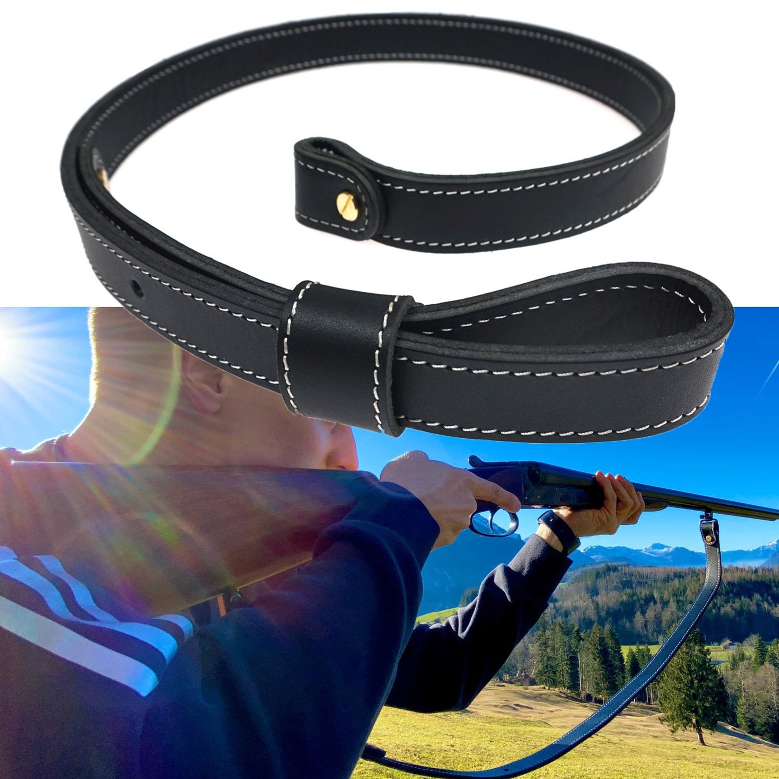 Leather Hand Made Adjustable Gun Sling One Inch Wide Gift Etsy