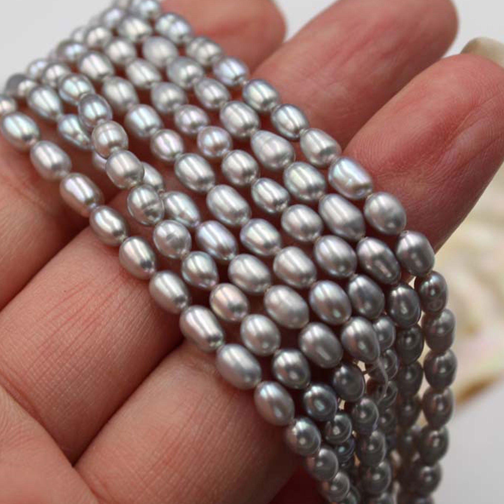 4mm5mm Rice Seed Pearls Cultured Freshwater Pearl Strand Etsy