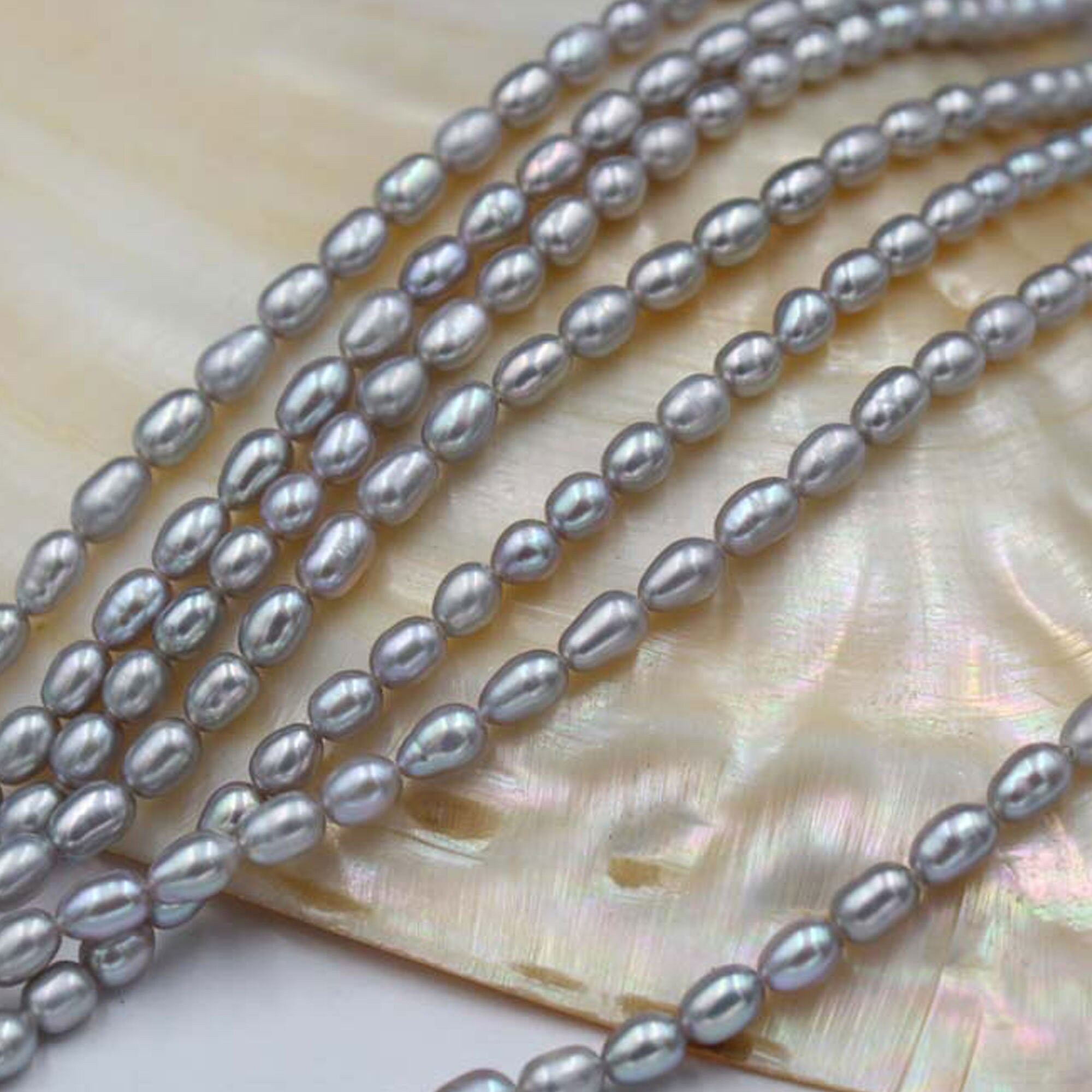 4mm5mm Rice Seed Pearls Cultured Freshwater Pearl Strand Etsy