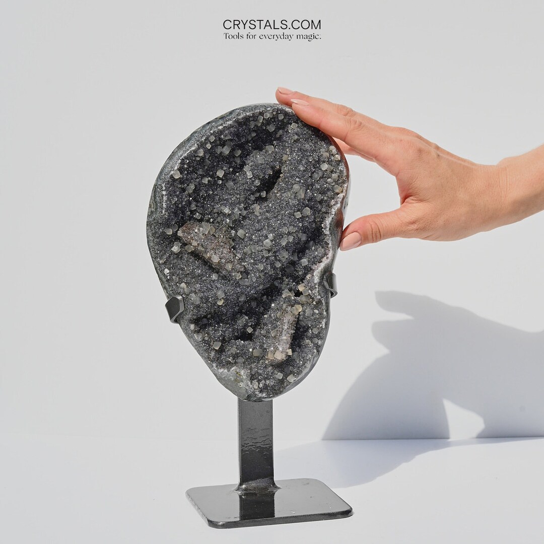 Big Amethyst Geode With Calcite Cubes on Custom Mounted Stand - Etsy