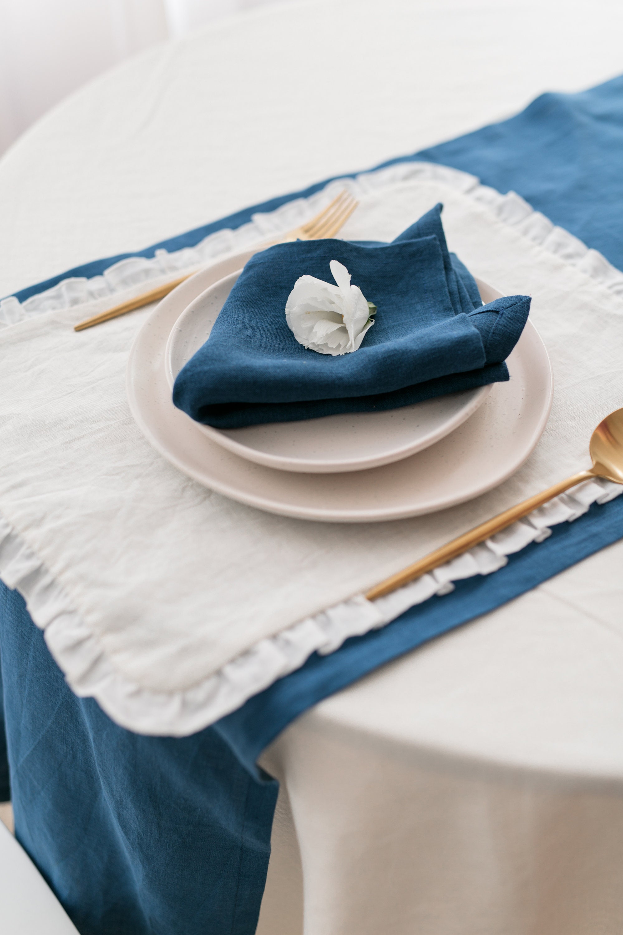 Blue Linen Napkins Set Bulk Linen Cocktail Napkins Linen Etsy
