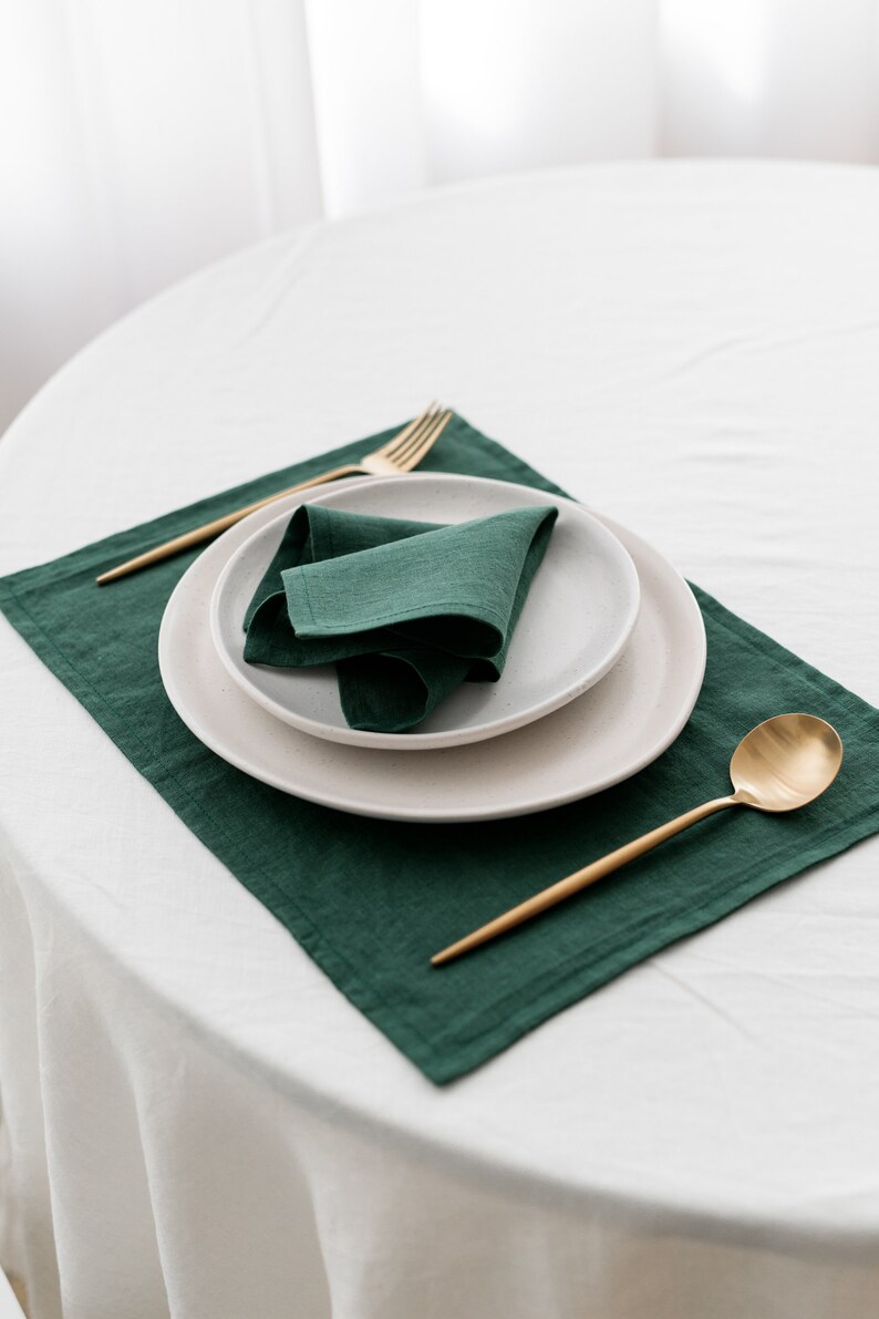 Linen Placemats Set Twolayer Linen Placemats 2/4/6/8/10/12 Etsy
