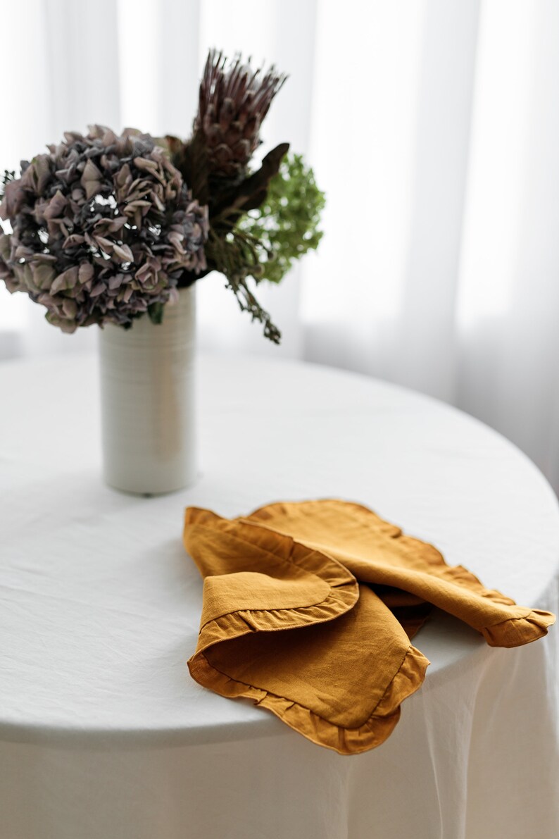 Linen Placemat Ruffled Twolayer Linen Placemats Linen Etsy