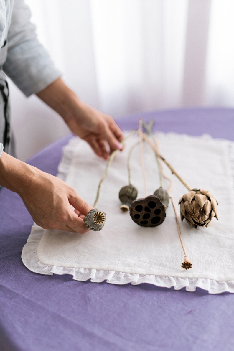 Linen Placemat Ruffled Twolayer Linen Placemats Linen Etsy