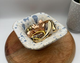 Square Ceramic Decorative Bowl | Catch-All Dish & Jewelry Holder