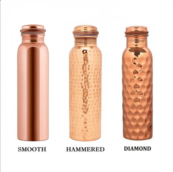 Hammered Indian Copper Water Bottle for Yoga Ayurveda Health Benefits 900 ml 