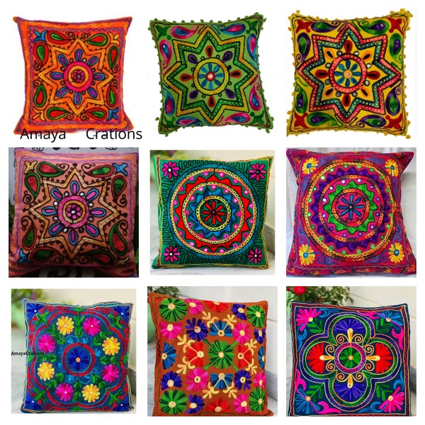 16x16,18x18,20x20 Throw Pillow Covers Mexican Pillow Cover Hand Embroidered Decorative Pillow Cover All Size Pillowcases Boho Suzani Cushion