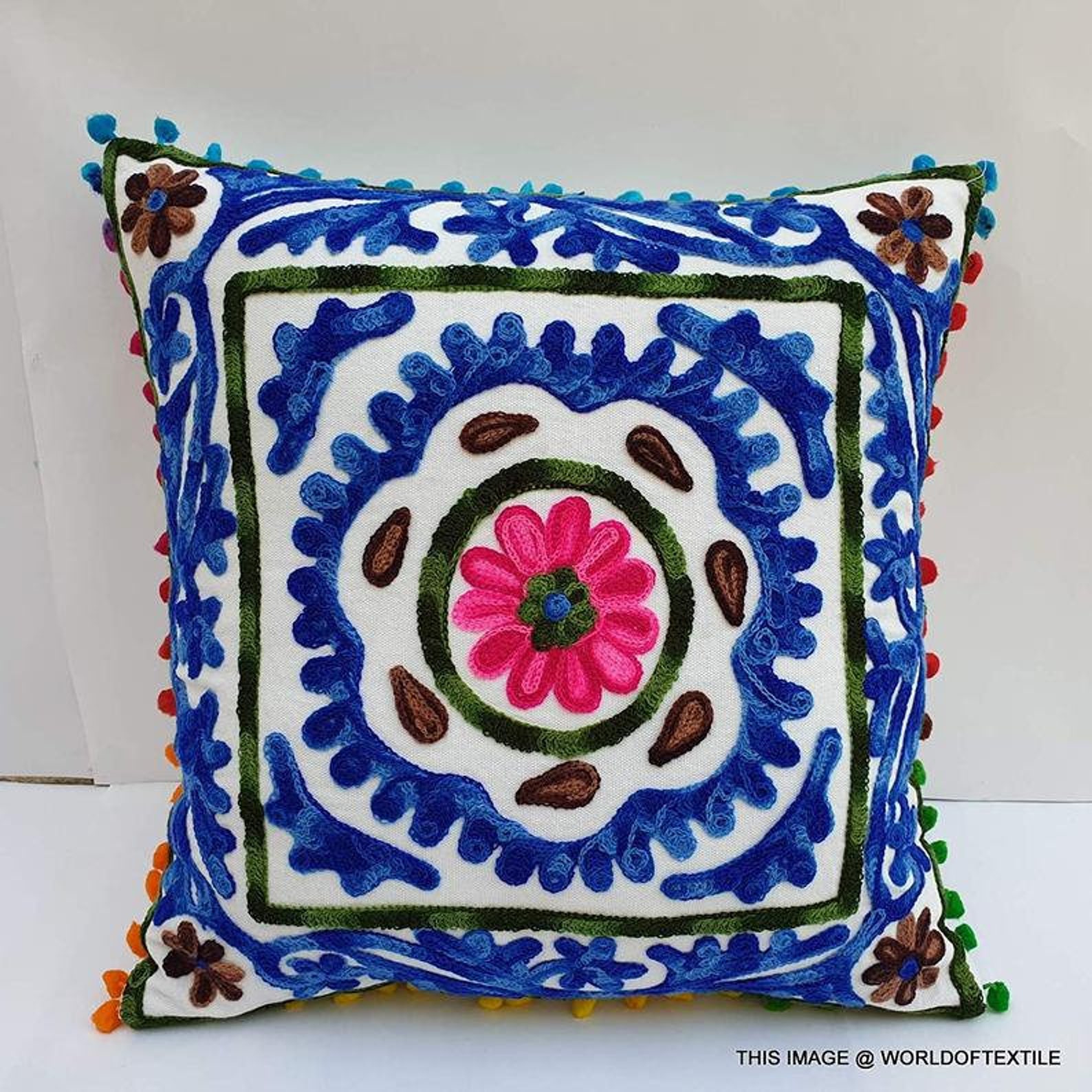 Indian Handmade Cushion Cover Suzani Cushion Cover Embroidered Etsy