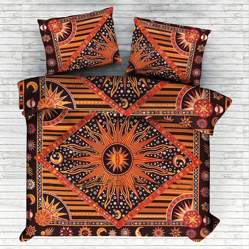 Bedding Set Indian Mandala Bed Sheet & Pillowcases Bed Cover Etsy