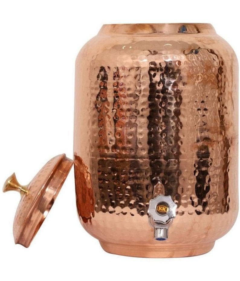 15L Ayurvedic Pure Copper Large Water Dispenser Vat Traditionally Handmade  in India Ayurveda Healthy Living Electrically Charged Water Zen 