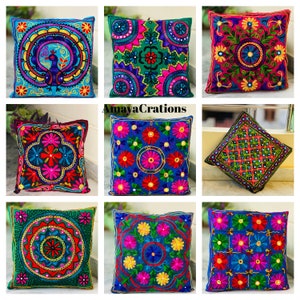All Size And  Color Suzani Cushion Cover, 16x16 Inch,40x40 Centimetre Indian Handmade cushion,Colorful Emboidered Cushion,Boho Cushion Cover