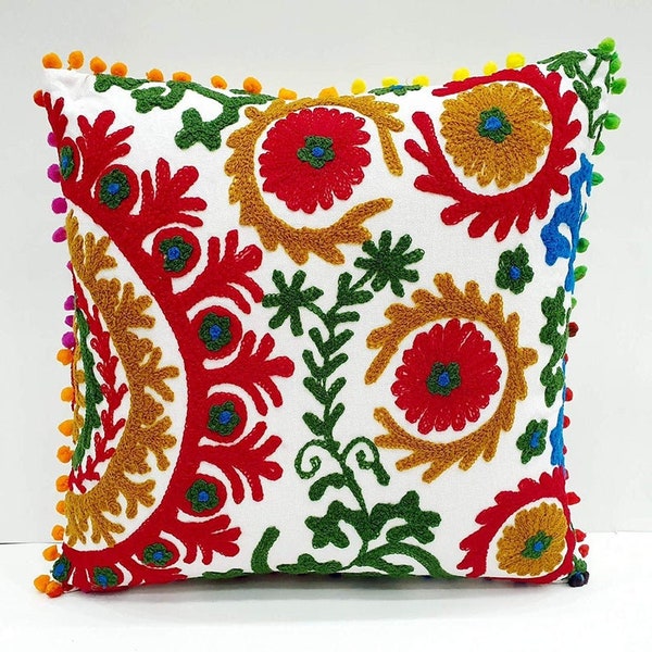 All Size suzani cushion Cover,Maxico Handmade Colorful Cushion Cover,16x16,18x18,20x20, Suzani Cushion Cover