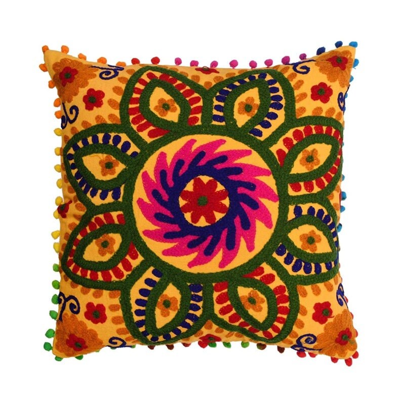 Indian Handmade Cushion Cover Suzani Cushion Cover Embroidered Etsy