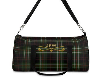 Plaid Golf Bag Duffel Bag Personalized Monogram MacDiarmid Tartan Scottish Print Carry-on Luggage Sports Travel Carryall Weekender Tote