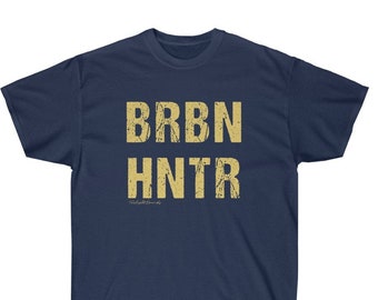 Funny Bourbon T-Shirt Bourbon Hunter BRBN HNTR Vintage Look Gift for Whiskey-Drinking Dad Grandpa Brother Son Uncle Husband Boyfriend