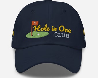 Hole In One Club Golf Hat, Personalized Monogram, Commemorative Embroidery, Baseball Cap, Perfect Gift for Golfer Who Made a Hole in One