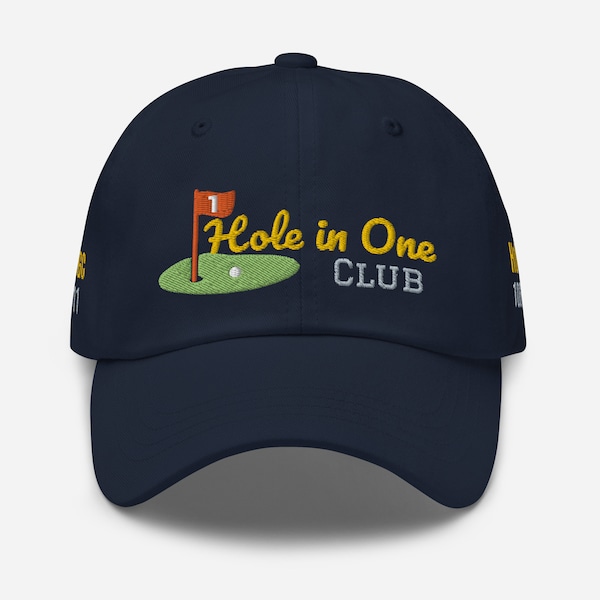 Hole In One Club Golf Hat, Personalized Monogram, Commemorative Embroidery, Baseball Cap, Perfect Gift for Golfer Who Made a Hole in One
