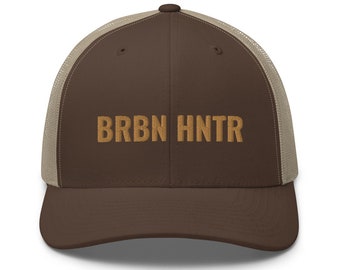 Funny Bourbon Hat Bourbon Hunter BRBN HNTR Retro Trucker Hat Gift for Whiskey-Drinking Dad Grandpa Brother Son Uncle Husband Boyfriend