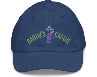 Funny Kids Golf Hat, Daddy's Caddie youth baseball cap, Gift for golfer son daughter grandchildren nephew, Custom Hat Personalized Monogram