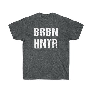 Funny Bourbon T-Shirt Bourbon Hunter BRBN HNTR Vintage Look Gift for Whiskey-Drinking Dad Grandpa Brother Son Uncle Husband Boyfriend Dark Heather