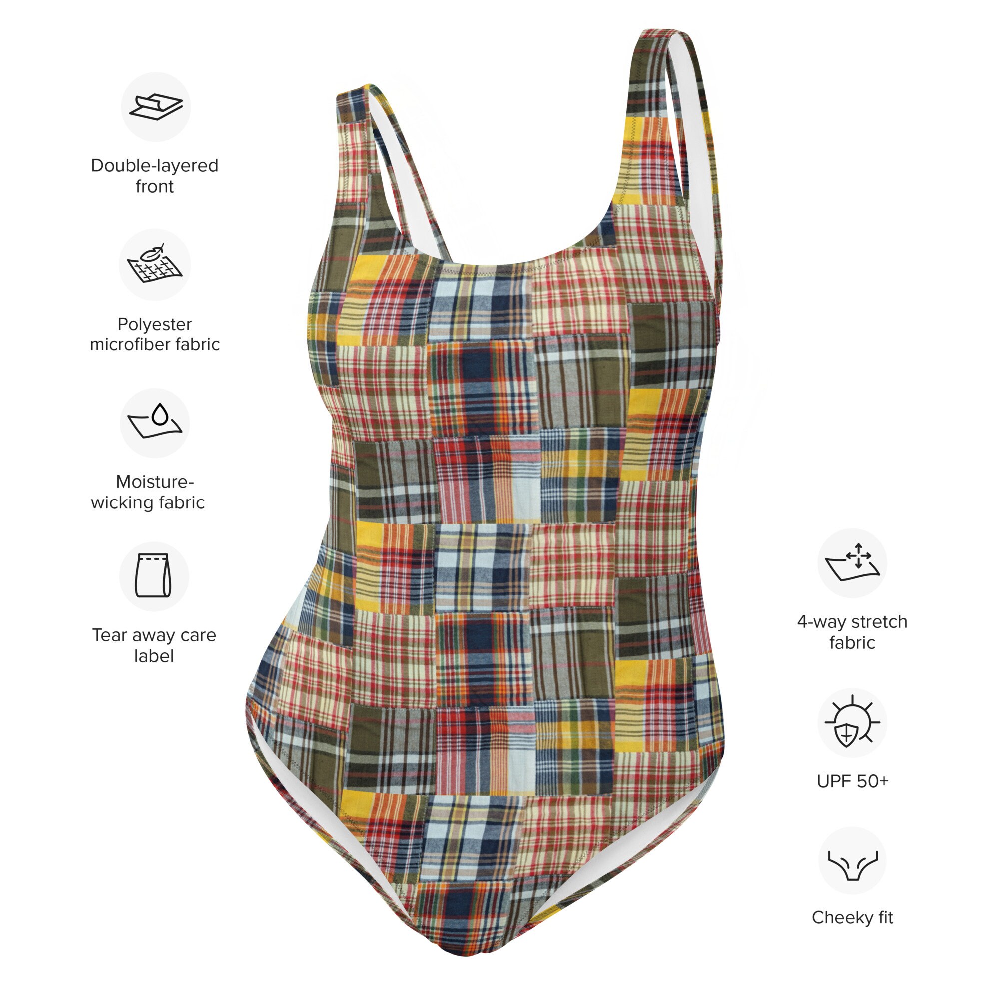 NWT - UNIQUE VINTAGE Pastel Madras 2pc. Swim Set