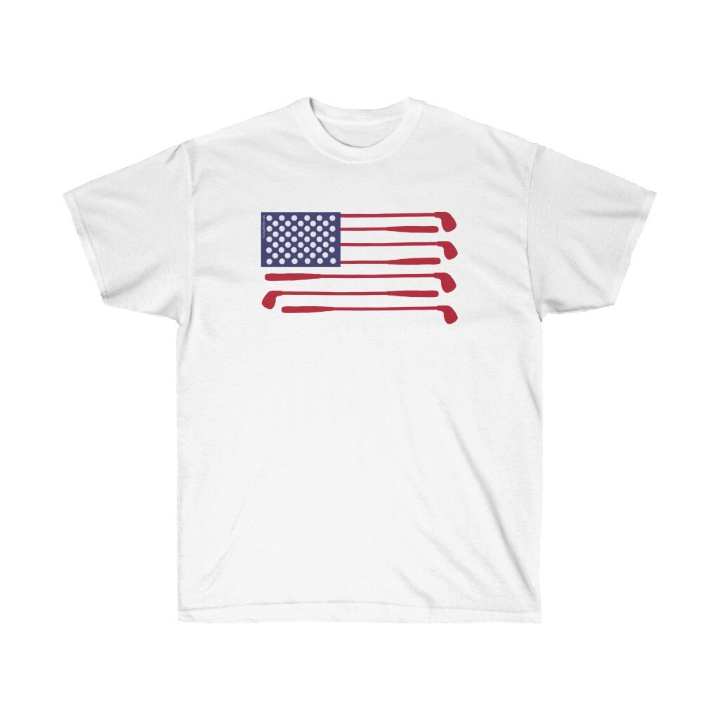 Men's Golf Shirt, Golf Theme American Flag Men's Classic Short Sleeve
