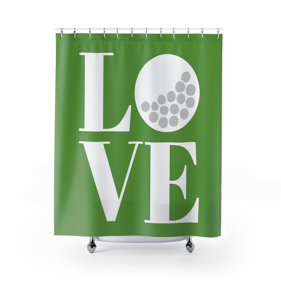 Golf Shower Curtain, LOVE GOLF Minimalist Modern Fabric Shower Curtain ...