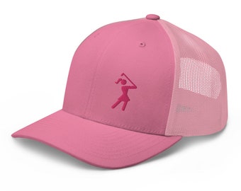 Women's Golf Hat, Iconic Female Golfer Mesh Back Trucker Hat, Baseball Cap, Gift for Mom, Daughter, Sister, Aunt, Ladies League, Niece