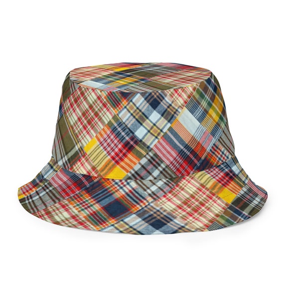 Madras Bucket Hat, Reversible Bucket Hat, Preppy Plaid Golf Hat