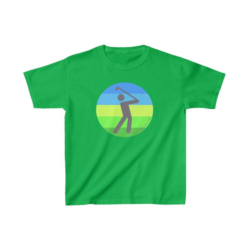 Boys Golf Shirt, Male Golfer Icon, All Cotton Tshirt, Cute Golf Gift