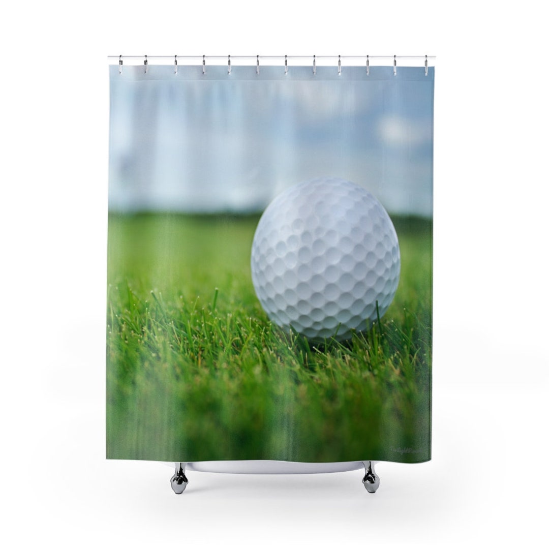 Golf Shower Curtain, Golf Ball on the Fairway Photo Print, Golf