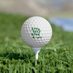 Funny Golf Balls, Custom Golf Balls That Say Keep Your Head Down, Fun Golf Gift for Beginner Golfers, Kids, Women, Men, Pack of 6 Balls image 4