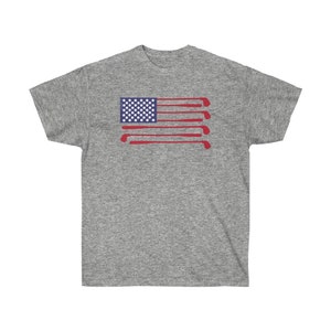 Men's Golf Shirt, Golf Theme American Flag Men's Classic Short Sleeve Tee Golf Gifts for Husband Boyfriend Dad Uncle Brother Son Grandfather Sport Grey