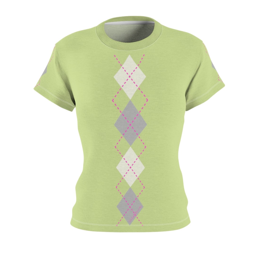 Women’s Golf Shirt Preppy Argyle Pattern Short-sleeve - Etsy