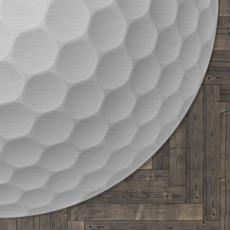 Golf Ball Rug, Round Carpet Shaped Like a Golf Ball, Large White Area Rug, Golf Home Decor for Game Room Man Cave Dorm Room Vacation House image 3