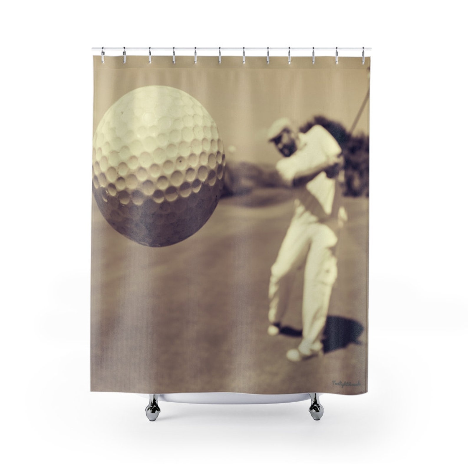 Golf Shower Curtain Vintage Style Golfer Photo Print Golf Etsy UK