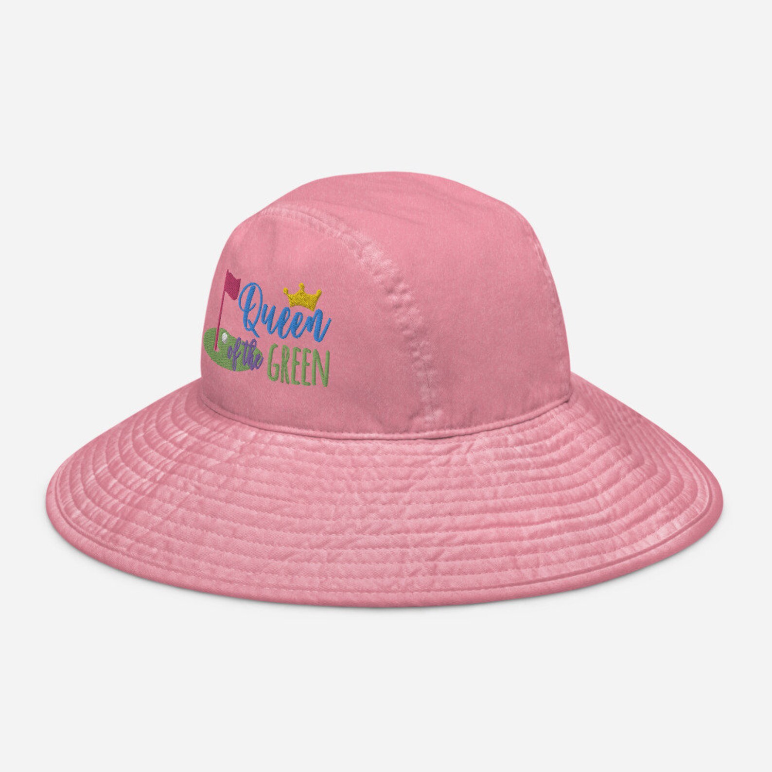 Womens Golf Bucket Hat Queen of the Green Wide Brim Hat Etsy
