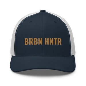 Funny Bourbon Hat Bourbon Hunter BRBN HNTR Retro Trucker Hat Gift for Whiskey-Drinking Dad Grandpa Brother Son Uncle Husband Boyfriend