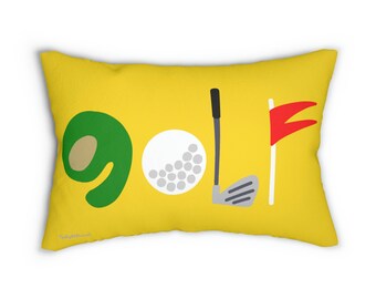 Golf Throw Pillow, Golf Word Art, Abstract Pop Art, Golf Couch Pillow Sofa Pillow, Lumbar Cushion for Recliner Chair, Golf Home Decor Accent