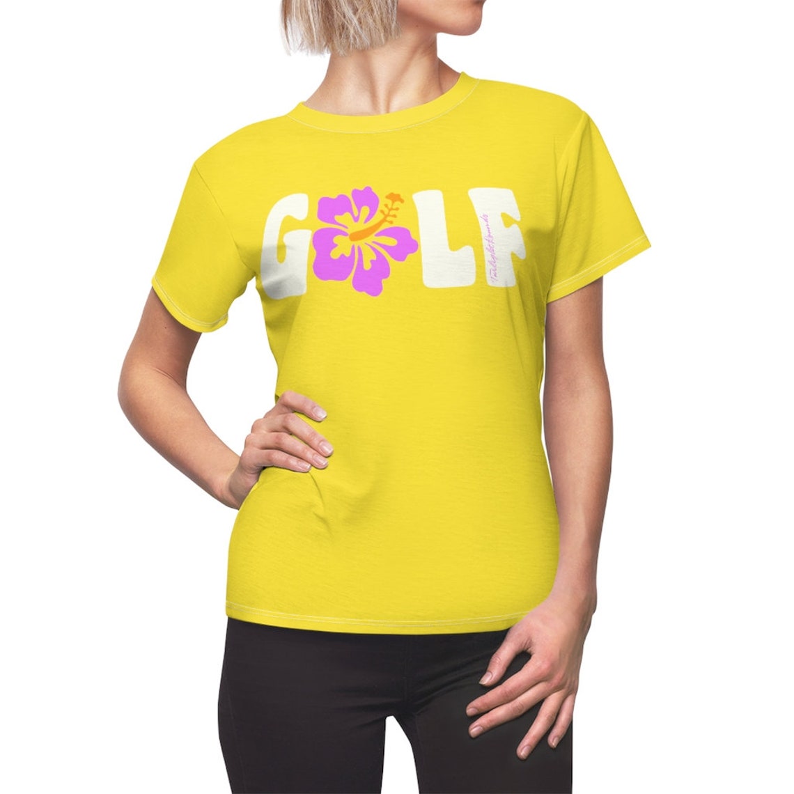 Women's Golf Shirt With a Tropical Flower Shortsleeve Etsy