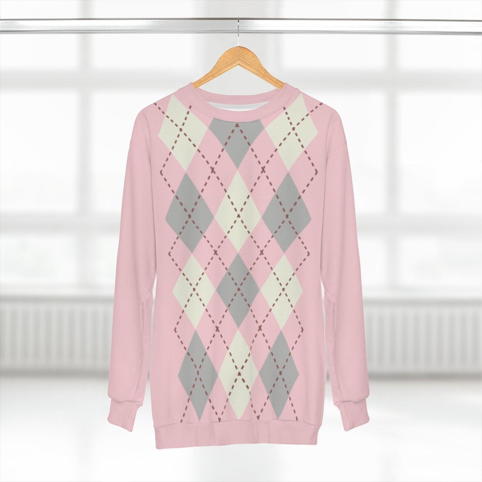 Womens Golf Sweater Modern Preppy Argyle Etsy