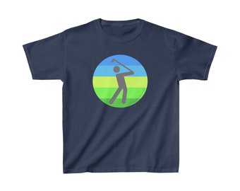 Boys Golf Shirt, Male Golfer Icon, All Cotton T-Shirt, Cute golf gift for Little and Big Golfer Guys, Teens and Young Men