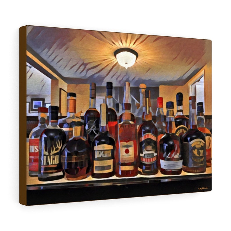 Rare Bourbons Wall Art Painting Print on Canvas, Gift for Whiskey