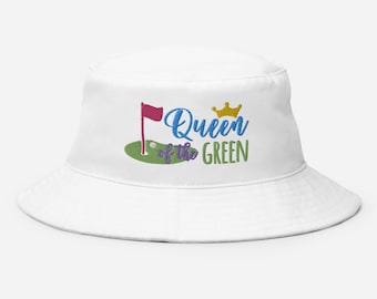 Golf Bucket Hat for Women, Queen of the Green Sun Hat, Tournament Spectator Hat, Gift for Ladies Wife Girlfriend Daughter Mom Aunt Niece