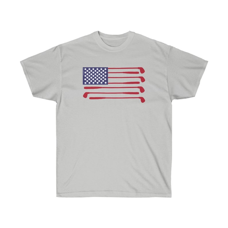 Men's Golf Shirt, Golf Theme American Flag Men's Classic Short Sleeve Tee Golf Gifts for Husband Boyfriend Dad Uncle Brother Son Grandfather image 1
